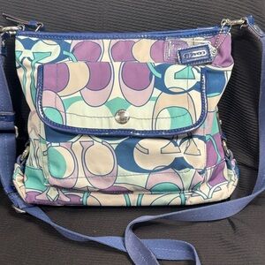 Coach Blue and Purple Patterned Crossbody Bag